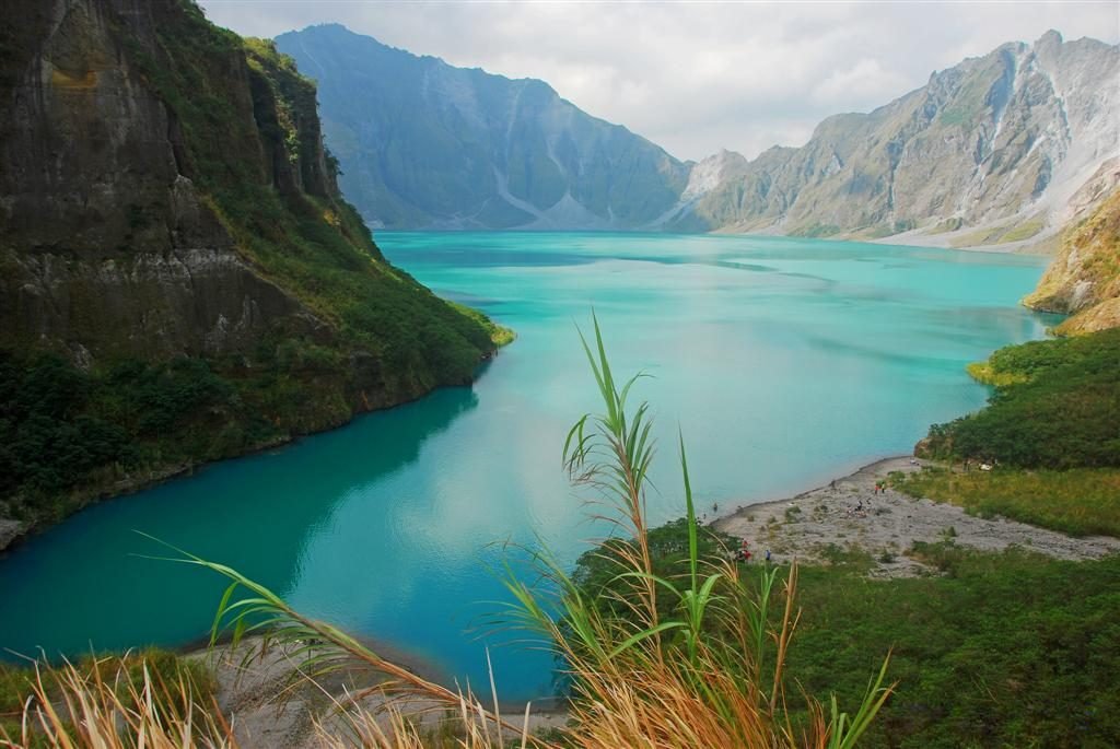 The turquoise crater lake inside the caldera of Mount Pinatubo, Zambales, Philippines